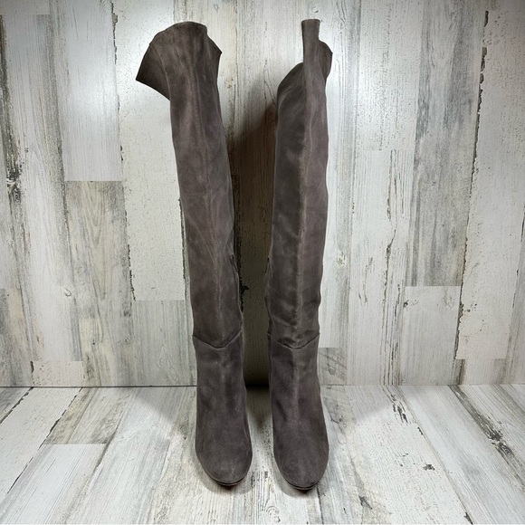 Halogen Noble Over The Knee Heeled Boots Grey Suede #1397 - Picture 7 of 15